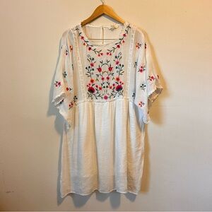 Umgee Plus Women’s XL White Embroidered Cotton Dress